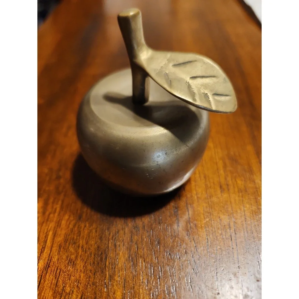 Vintage Brass Apple Bell. With Clapper Intact. Natural Patina.